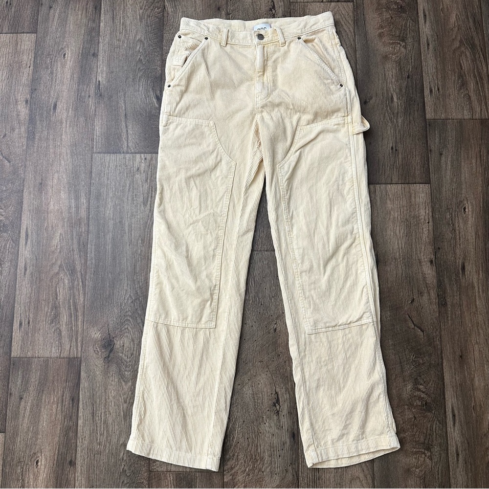 BDG Urban Outfitters Corduroy Carpenter Straight Leg Pants Sz 6 Ivory Off White
